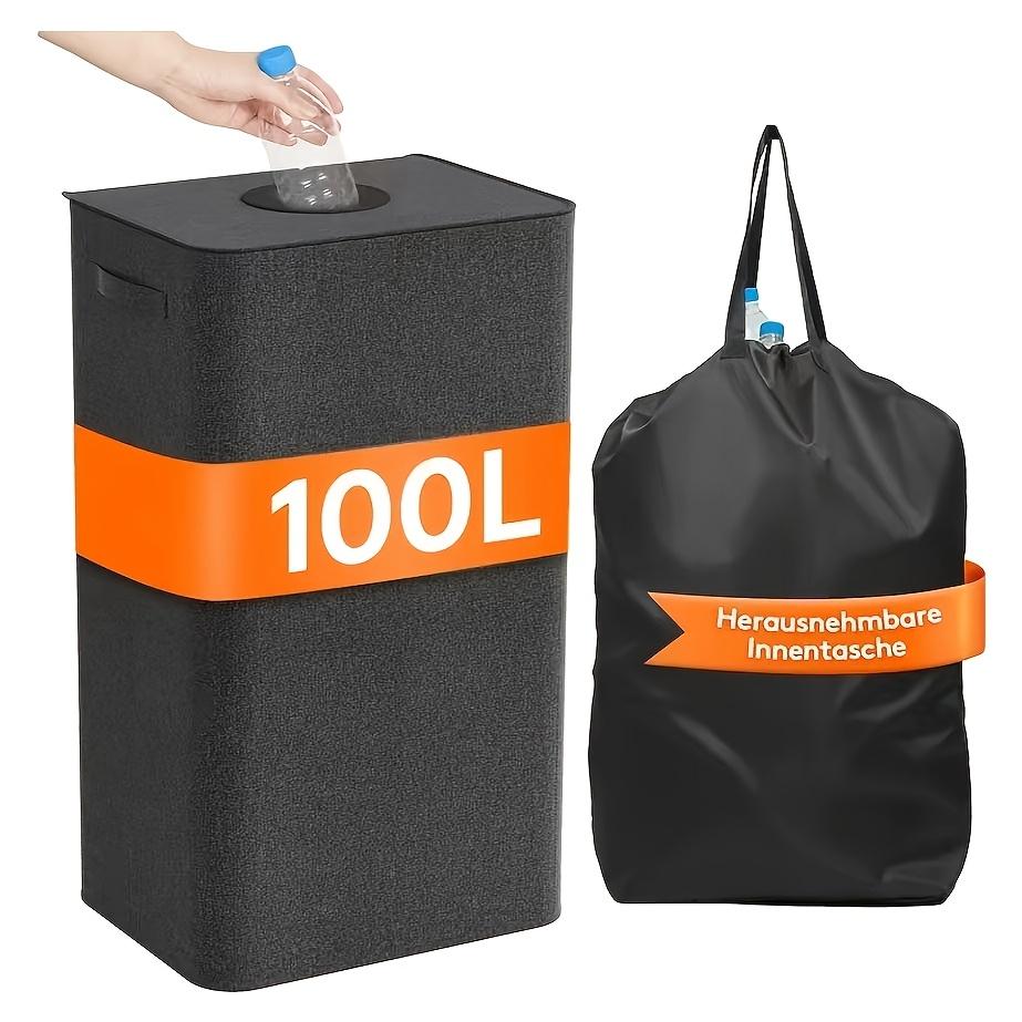 

1 100L black bottle collector, 27.56 inches high, approximately 75.6 liters large capacity, with inner bag, suitable for home us