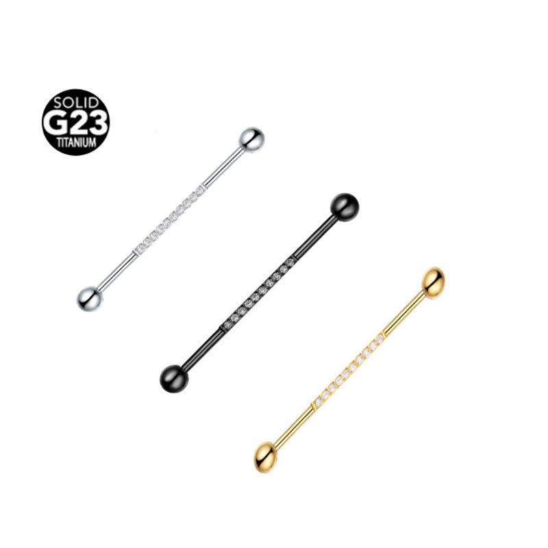 Barbell de Titânio G23 com Zircônia Cravejada para Joia de Piercing na Cartilagem da Orelha
