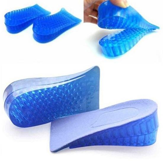 Unisex Silicone Lift Height Increase Double Layers Shoe Insoles Heel Insert Pad