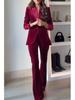 Cross2025 European Autumn/Winter Long Sleeve Velvet Suit - Women's Korean Two-Piece Set for Parties and Commuting.