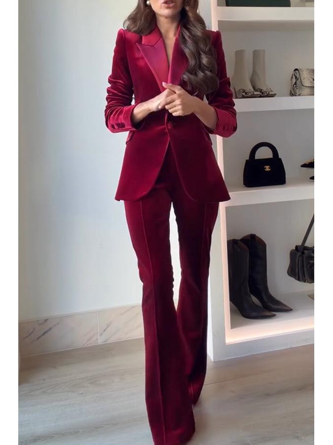 Cross2025 European Autumn/Winter Long Sleeve Velvet Suit - Women's Korean Two-Piece Set for Parties and Commuting.