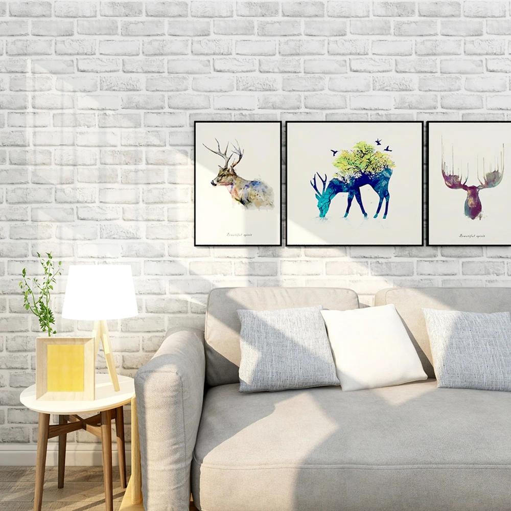 Peel And Stick Faux Brick Wall Cover White/Grey Self Adhesive Contact Paper Bathroom For Wall Home Decorative Wallpapers Sticker X