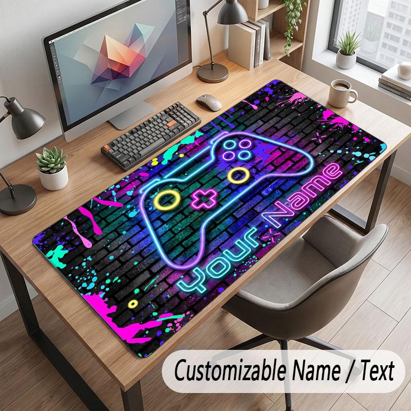 Game Controller Theme Customized Mouse Pad Personalized Print Name Text Desk Mat For Home Office Table Decor