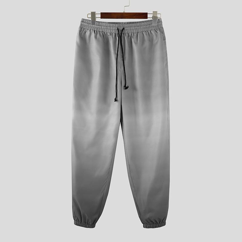 INCERUN Men Drawstring Elastic Waist Gradient Casual Long Harem Pants Trousers