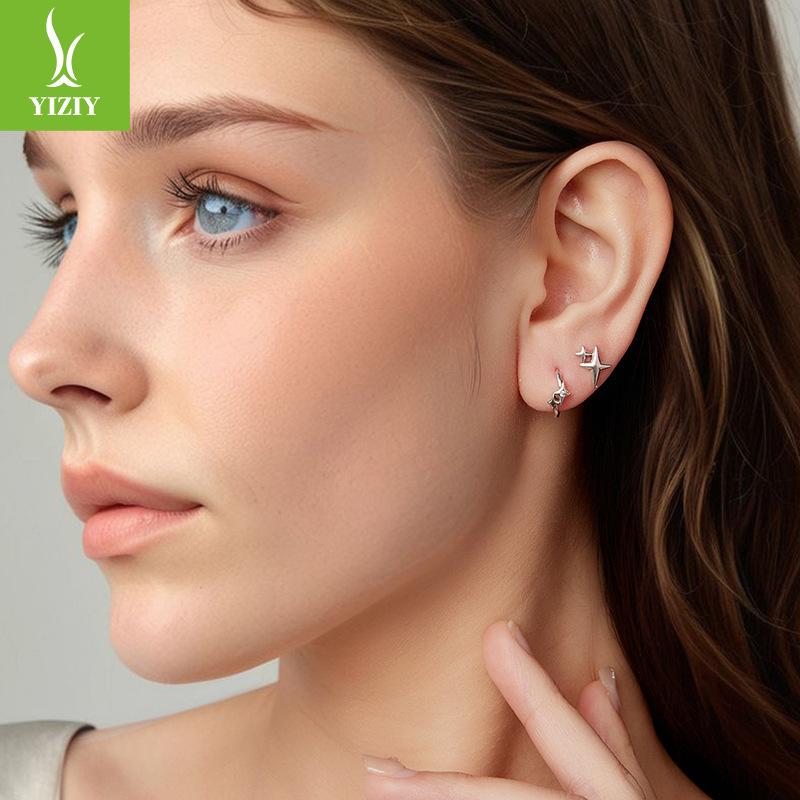 Shining Star Ear Buckle Earrings Women'S Dream Fashion Star S925 Sterling Silver Ear Ring Earrings