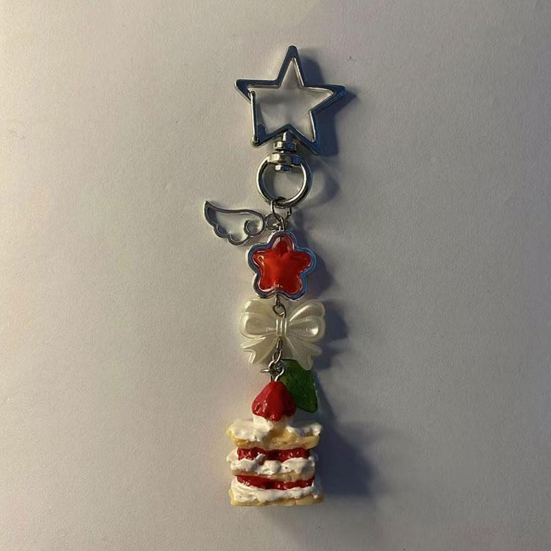 Handmade Strawberry Cake Phone Charm Food Keychain