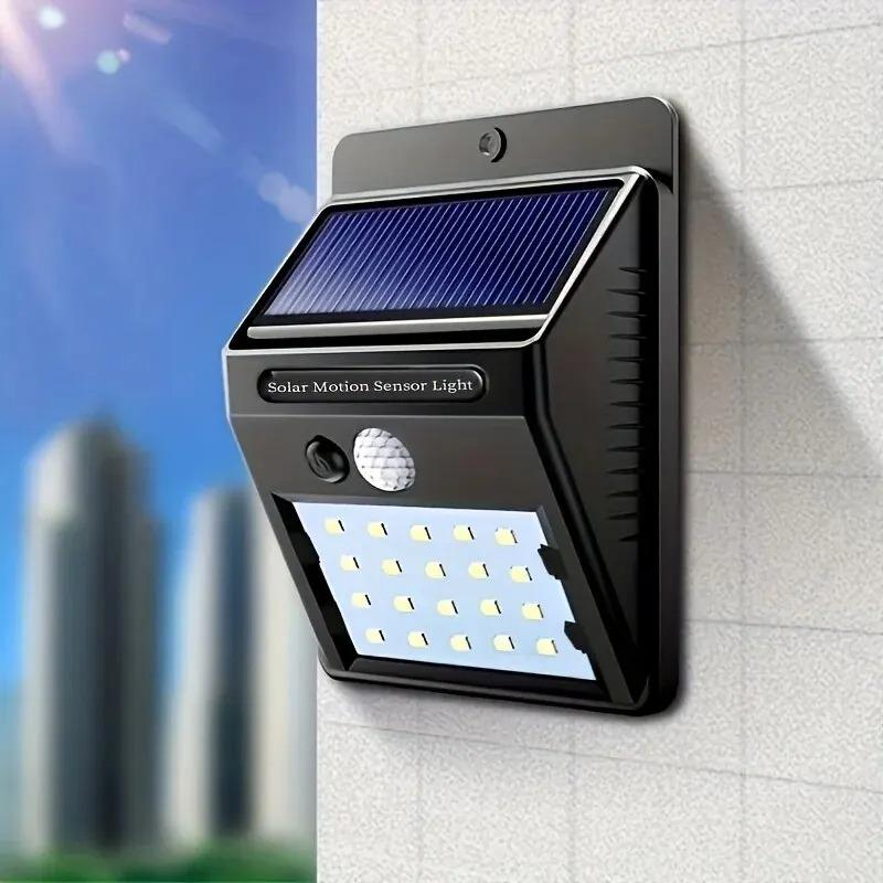 800LMLED Solar Wall Lights Wireless Motion Sensor Solar Garden Lights IP65 Waterproof Solar Deck Lights for Gardens Patios Front Door