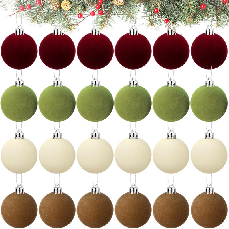 5/10Pcs Velvet Christmas Ball Ornaments Red White Xmas Tree Hanging Pendants Diy Home Party Christmas Decoration Year Gifts