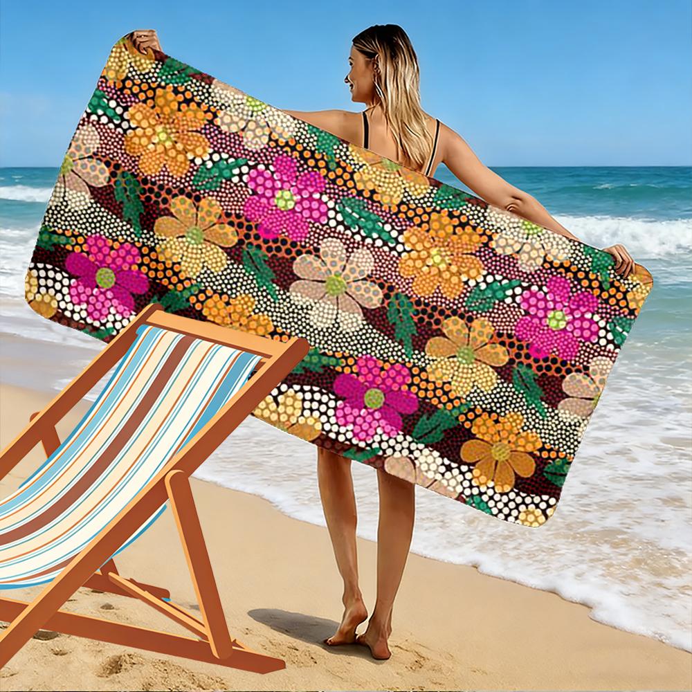 Floral Pattern Colorful Beach Towel Beach Towel Quick-drying for Travel Outdoor Sports Jogging Beach and Swimming