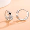 925 Silver Woman Jewelry High Quality Crystal Zircon Simple Epoxy Black Five-pointed Star Earrings
