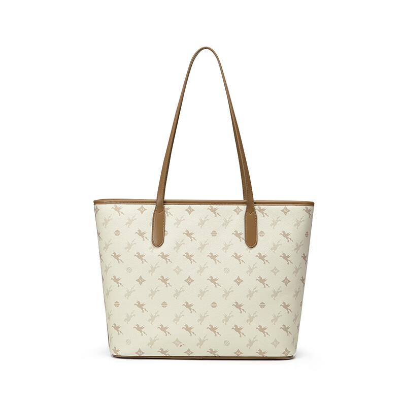NUCELLE Shoulder Bag, Large Capacity, Tote Bag, Commuter Bag, Apricot Color, Medium Size