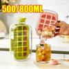12-Fächer 500/800ml Silikon Lebensmittelecht Eiswürfelform Großes Fassungsvermögen Wasserflaschen-Kombination mit Deckel Flexible Transparente Kunststoffform