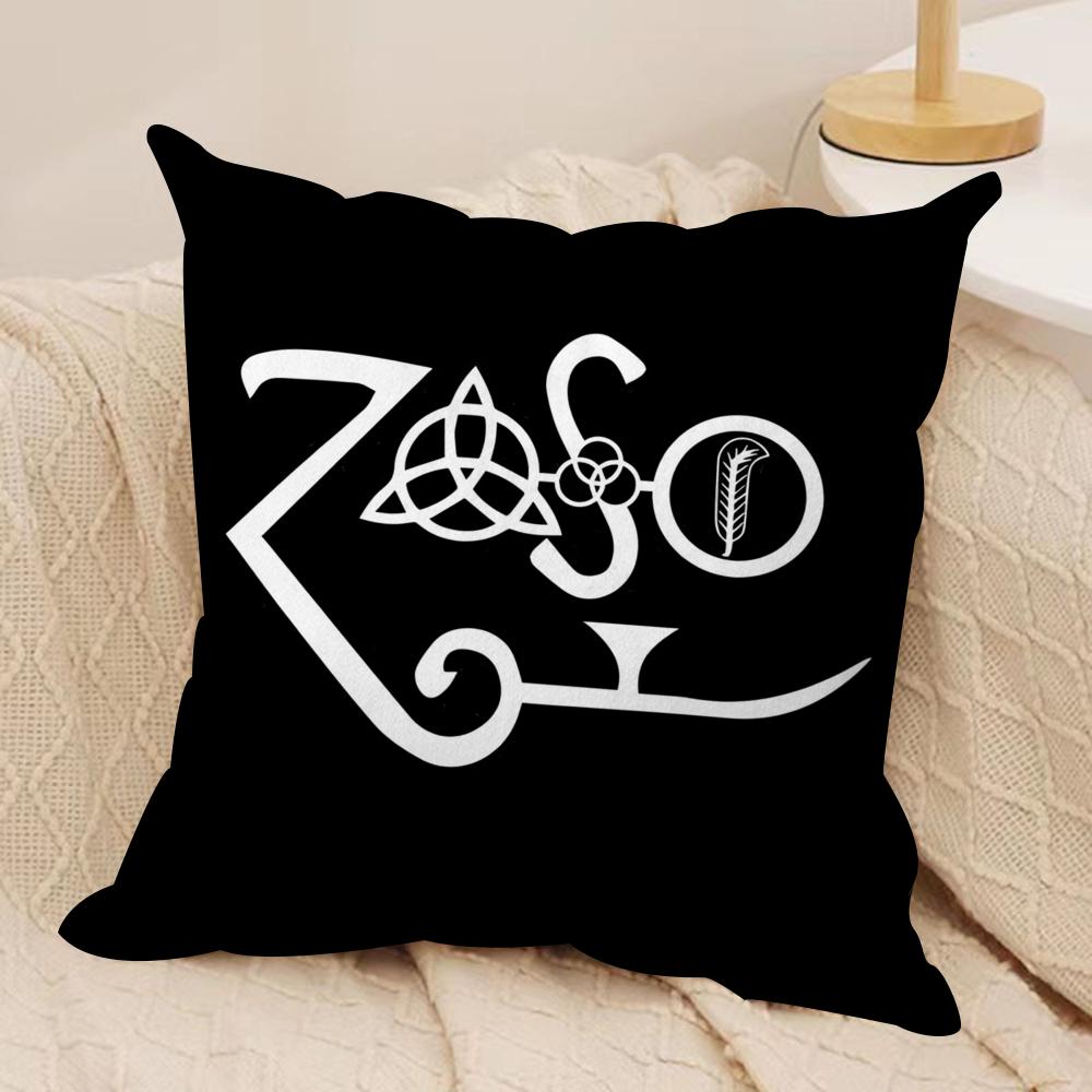 Band Lled Zzeppelin Cushion Cover Silky Short Plush Sofa Pillow Cover Hidden Zipper Soft Dustproof Case for Home Decor
