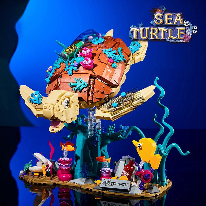 Creativo 1271pz Mondo Sottomarino Tartaruga Marina Modello Blocchi da Costruzione Mattoncini Kit MOC Assemblare Tartaruga Blocchi Giocattoli Per Bambini Regali