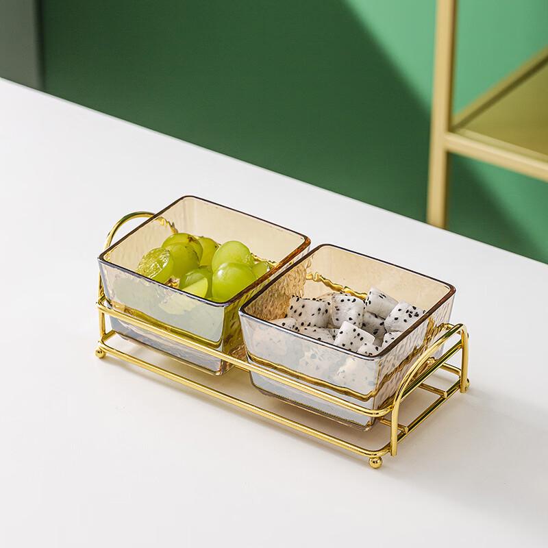 WUHE Amber Glass Divided Serving Plate with Lid