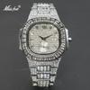 Hip Hop Iced Out Mens Watch Diamond Paved Analog Quartz Watch Waterproof Stainless Steel Luxury Wristwatch