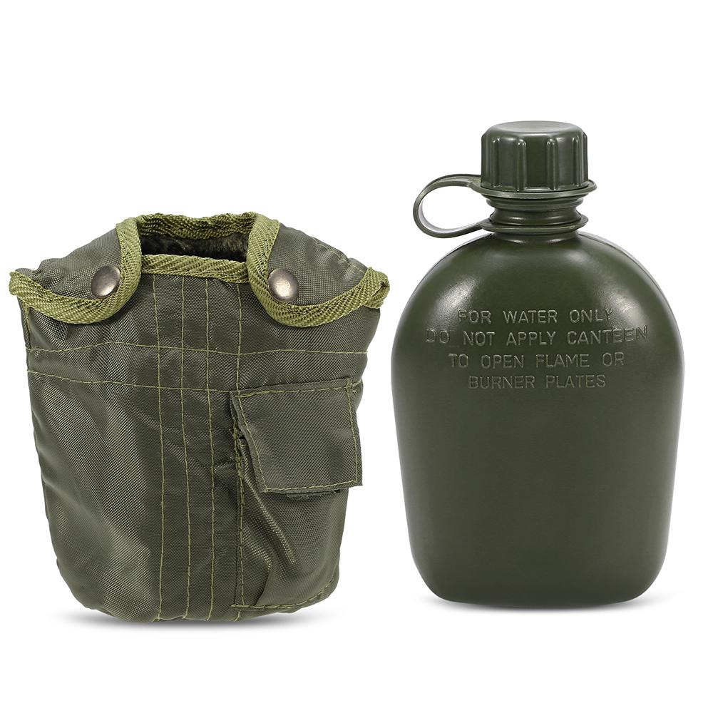 1L Outdoor Military Canteen Bottle Camping Hiking Backpacking Survival Water Bottle Kettle with Cover Swell Water Bottle 2026