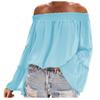 Fashion Flared Long-sleeved Chiffon Off-the-shoulder Neckline Hollow Loose Top