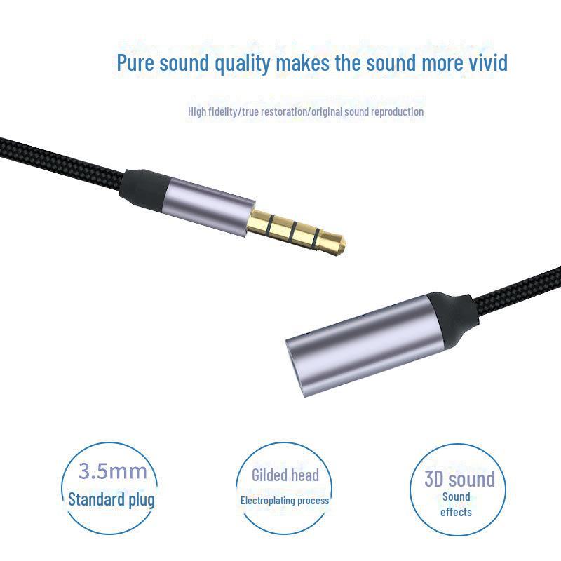 3.5mm Male to Female Braided Headphone Extension Cable with Aluminum Shell