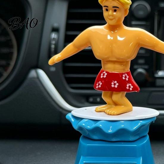 Solcellsdriven Leksaksbil Surfarepojke Nickande Leksak, Tecknad Bobblehead för Rörlig Prydnad Instrumentbräda, Automatisk Gungande Skakande Figur Kontorsbordsaccessoar