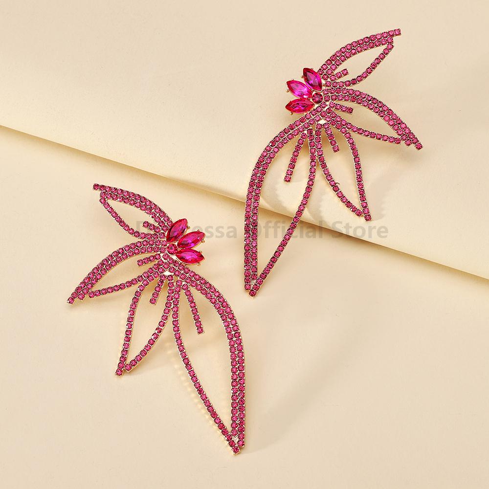 Wing Full Shiny Rhinestone Unusual Original Decor Bridesmaids Wedding Party Jewelry Trend Luxury Big Stud Earrings For Women