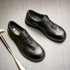 Lederschuhe Herren Trend Britische Low-Top Freizeitschuhe Business Runde Zehe Vielseitige Schwarze Mode Lederschuhe Weichsohlige Herrenschuhe