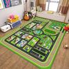 Waschbarer Frühbildungs-Teppich für Kinderzimmer Weiche Stoff-Spielmatte mit Verkehrswegen Puzzle-Design