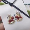 Natural freshwater pearl earrings, red pearl earrings, autumn and winter high-end feeling, New Year earrings
