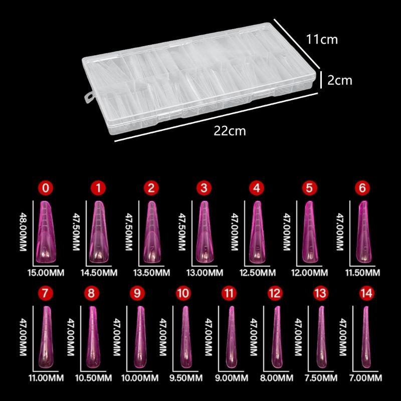 150 Clear Full Cover Duals Nail System Form UVS Gel Acrylic Nail Art Mold Artificial Nail Tips with Scale for Extension