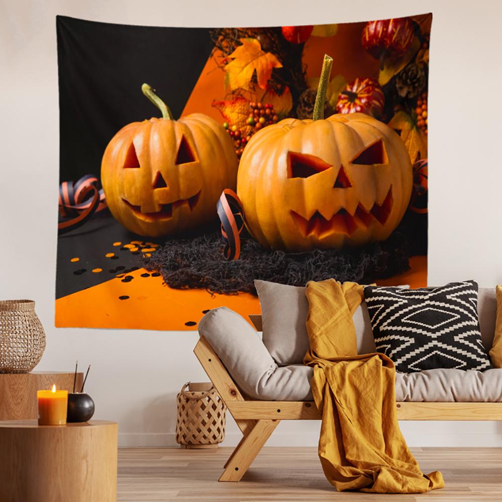 Halloween Horror Pumpkin Print Pattern Tapestry Ceiling Home Living Room Bedroom Wall Decoration Tapestry 230x180cm
