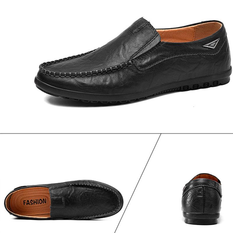 Zapatos de cuero de alta calidad para hombre, mocasines suaves, mocasines planos de marca de moda.