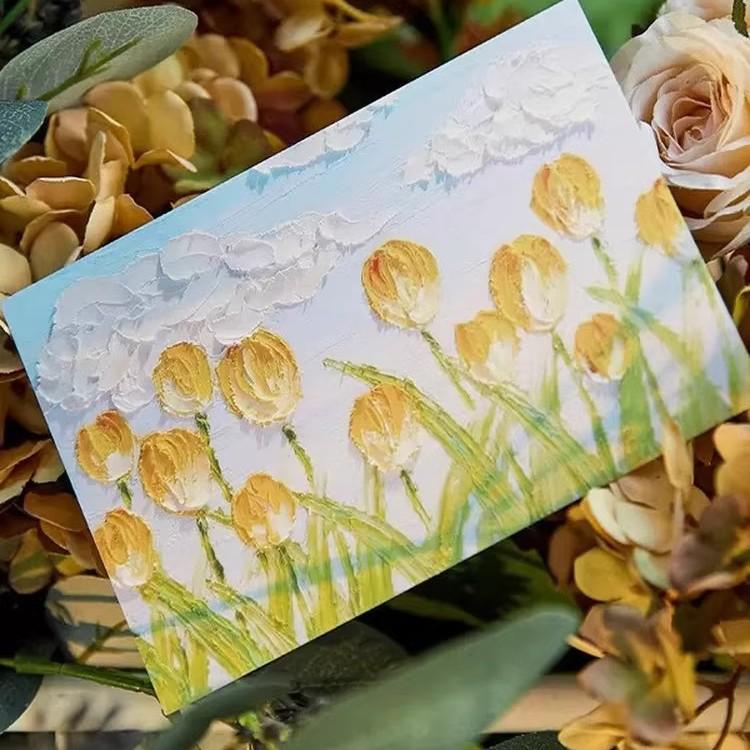 Hand-Drawn Style Oil Painting Postcard: Festival Illustration Healing Birthday Card