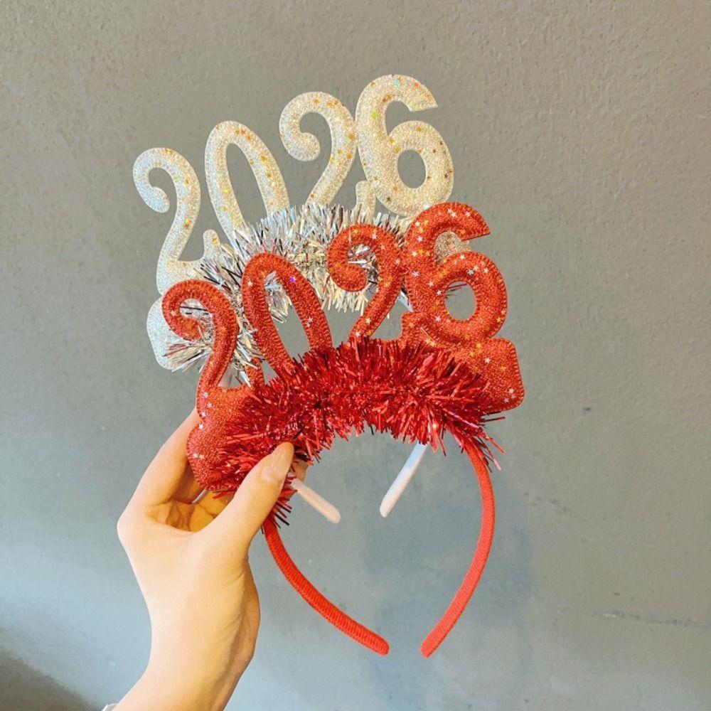 Sweet 2026 Happy New Year Headband Cute New Year Decorative Headdress Masquerade Party