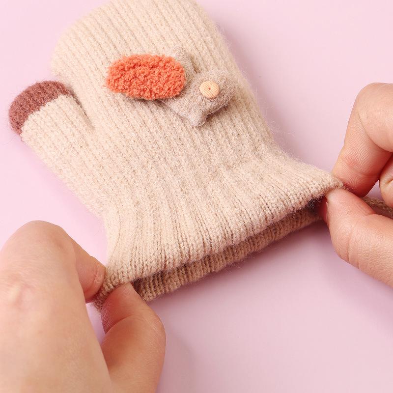 Warm Cartoon Children Gloves Fleece Coldproof Kids Full Fingers Gloves Warm Knitted