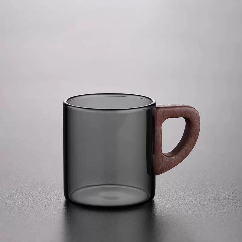 Small Capacity 120ml  Wooden Handle Glass Tea Mug  Heat Resistant Tea Ceremony Tea Cup Kung Fu Tea Set Coffee Cup Drinkware