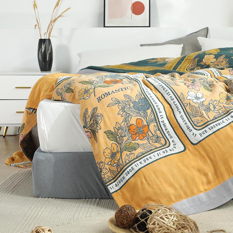 Europe Throw Blanket for Beds Summer Single Double Towel Quilt Air-conditioning Blanket Soft Sheet 100% Cotton