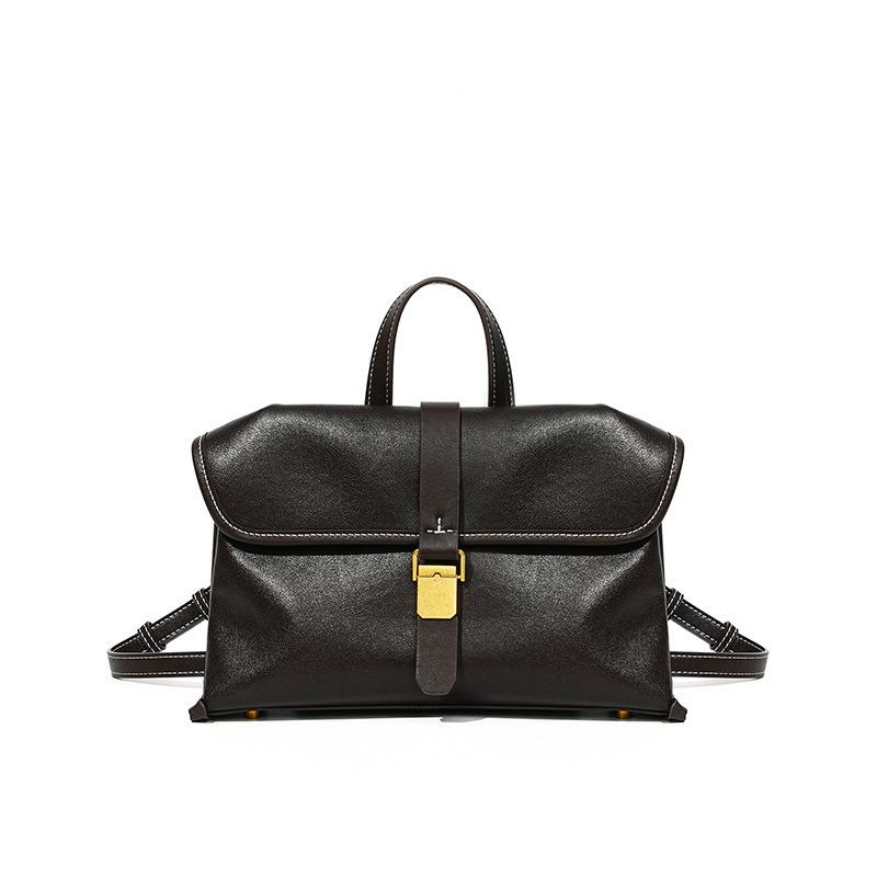 New Vegetable Tanned First Layer Cowhide Commuter Niche Design Travel Messenger Bag Women's Small Satchel Shoulder Messenger Bag