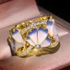 Hot Selling Thai Blue Enamel Colorful Floral Ring Butterfly Glue Ring Plum Blossom