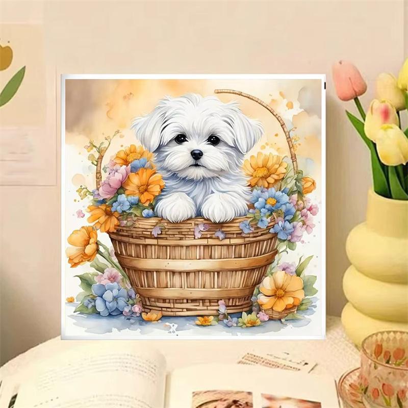 Full Diamond Mosaic Animal Dog Diy Drill Painting Flower New Collection Art Wall Decoration Set Handmade Gift