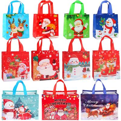 4 Pièces Sacs Cadeaux de Noël Père Noël Bonhomme de Neige Cerf Sac d'Emballage Cadeau Xmax Non-tissé Emballage de Noël Décoration de Noël 2024 Navidad