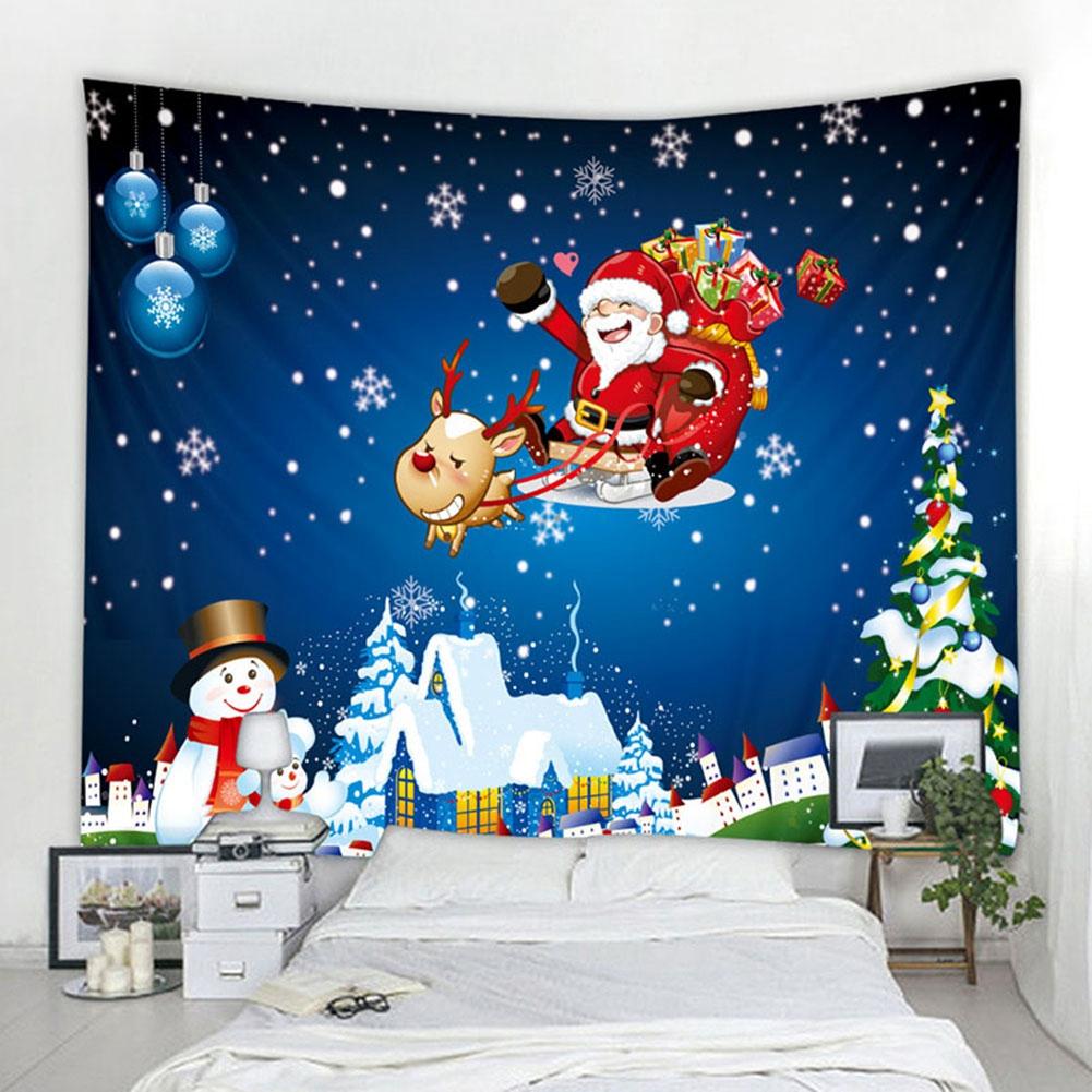 Household Decoration Tapestry Christmas Santa Claus Pattern Wall Hanging Blanket Carpet 150x150cm
