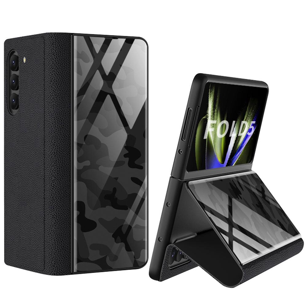 Samsung Z Fold5 Cross-border Leather Flip Cover with Painted Design - 5G Protective Case