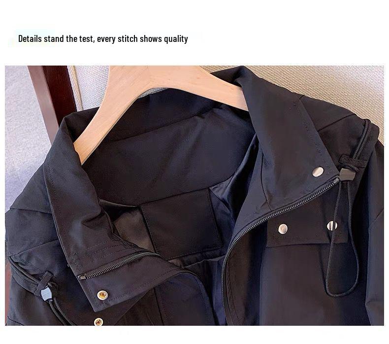 2025 Petite Women's Spring/Autumn Workwear: Thin, Short, Loose Hooded Casual Jacket