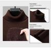 Men's Casual High Neck Knitted Sweater - Velvet Mink, Thickened, Plus Velvet, Basic Style