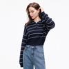 SheTu Women's Polo Collar Striped Knit Pullover