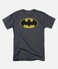 DC Batman Classic Bat Logo T Shirt Mens Licensed DC Comics Tee Charcoal