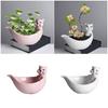 Handmade Mini Cartoon Ceramic Fleshy Plant Pot Planter Gift Ceramic Planter Container for Indoor Garden Desk Decoration