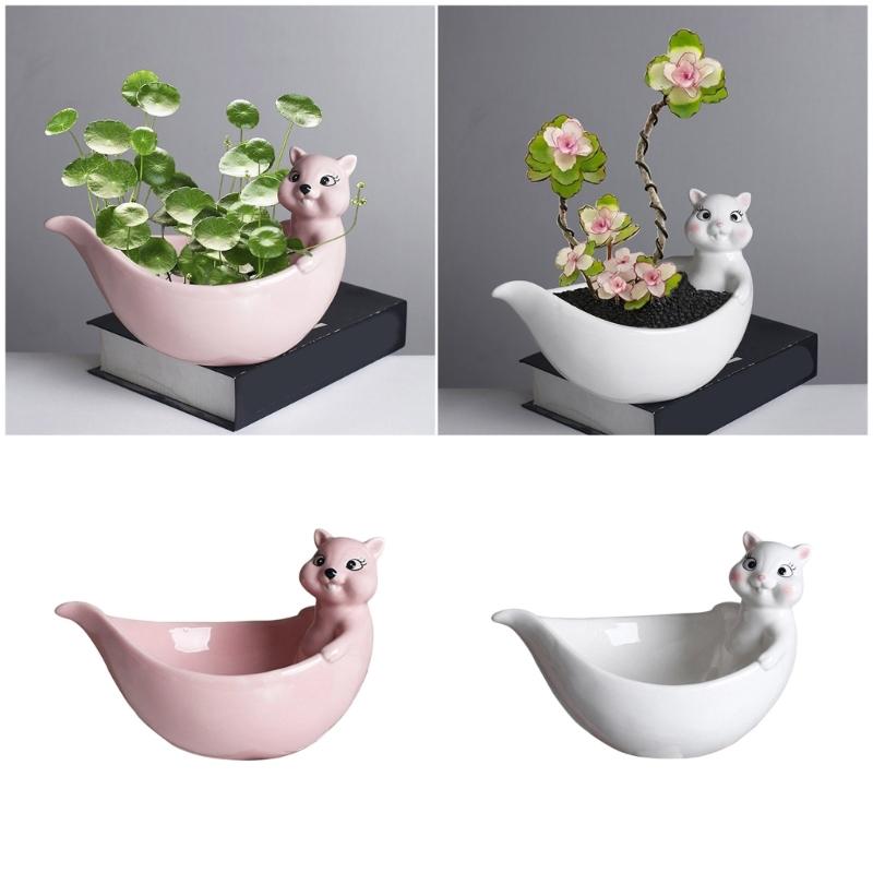 Handmade Mini Cartoon Ceramic Fleshy Plant Pot Planter Gift Ceramic Planter Container for Indoor Garden Desk Decoration