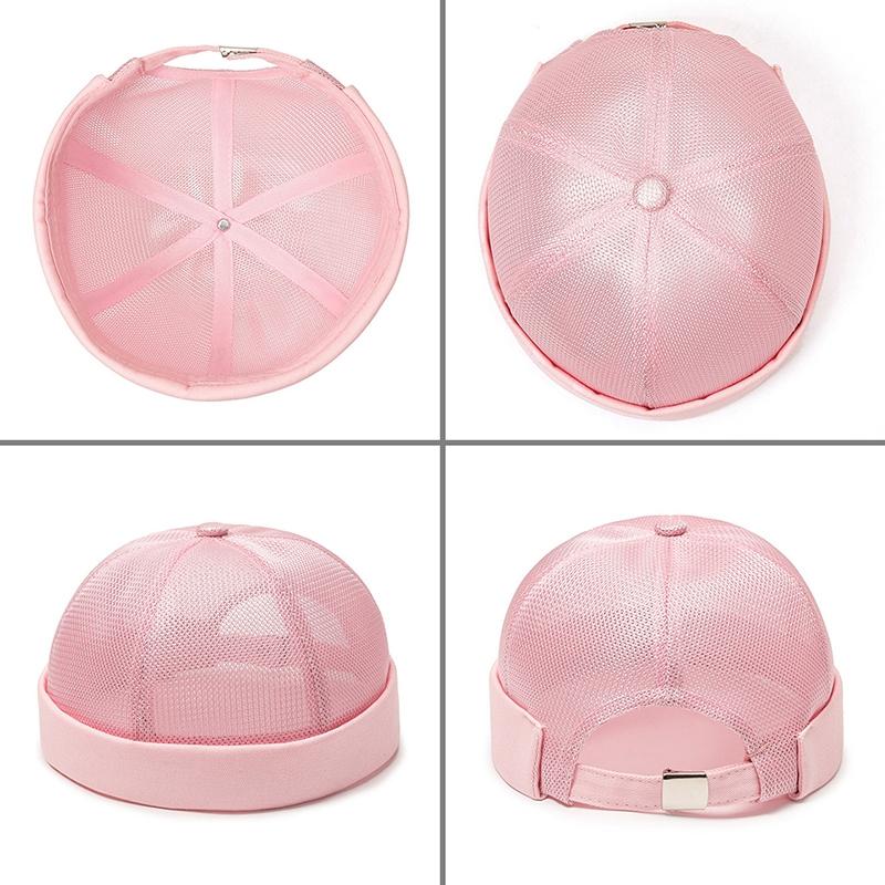 Breathable Mesh Unisex Melon Cap Solid Color Summer Brimless Hat Hip Hop Skullcap Street Style Beanies Hats Fashion Headwear