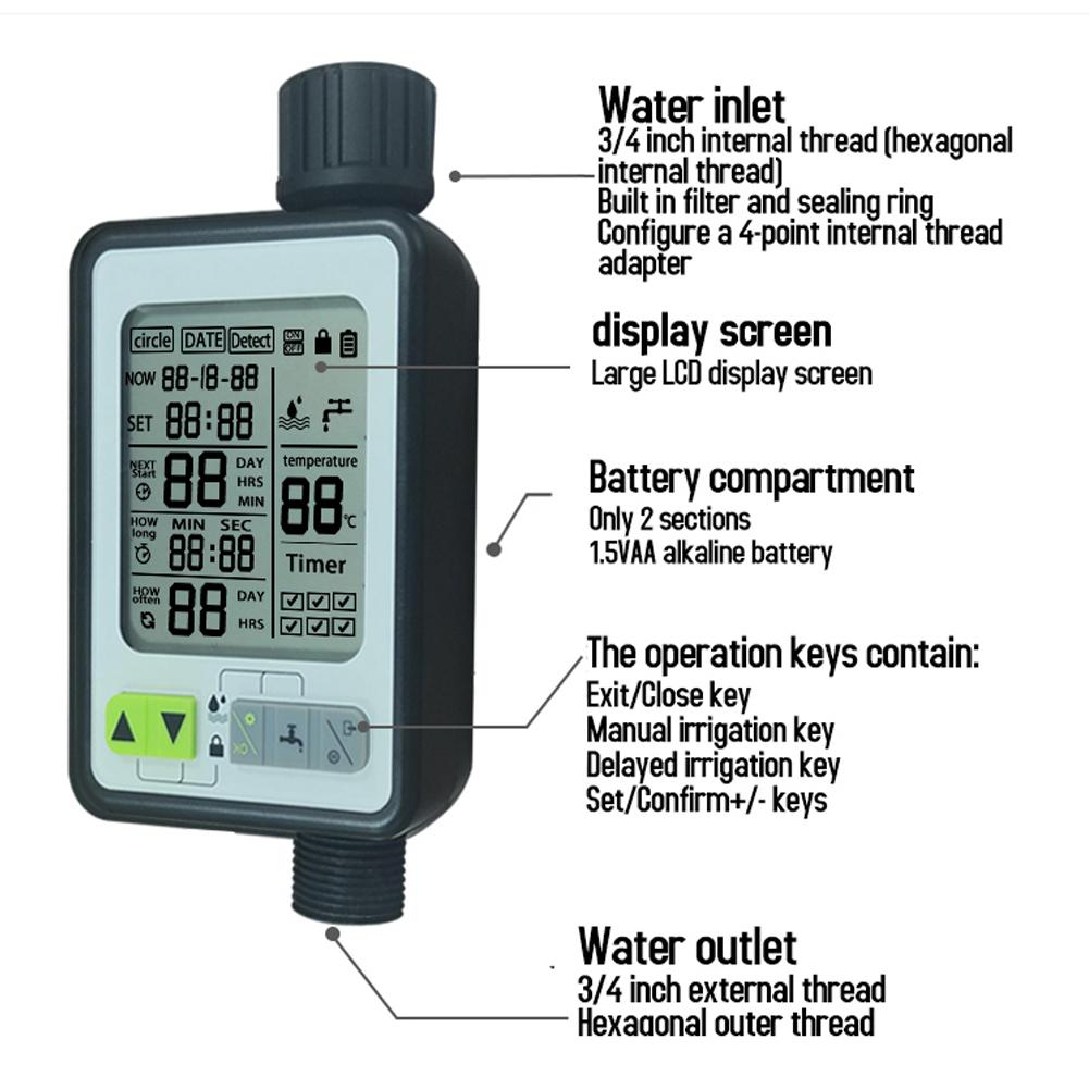 Garden Automatic Watering Timer Intelligent Rain Delay Timing Valves Controller Support 3